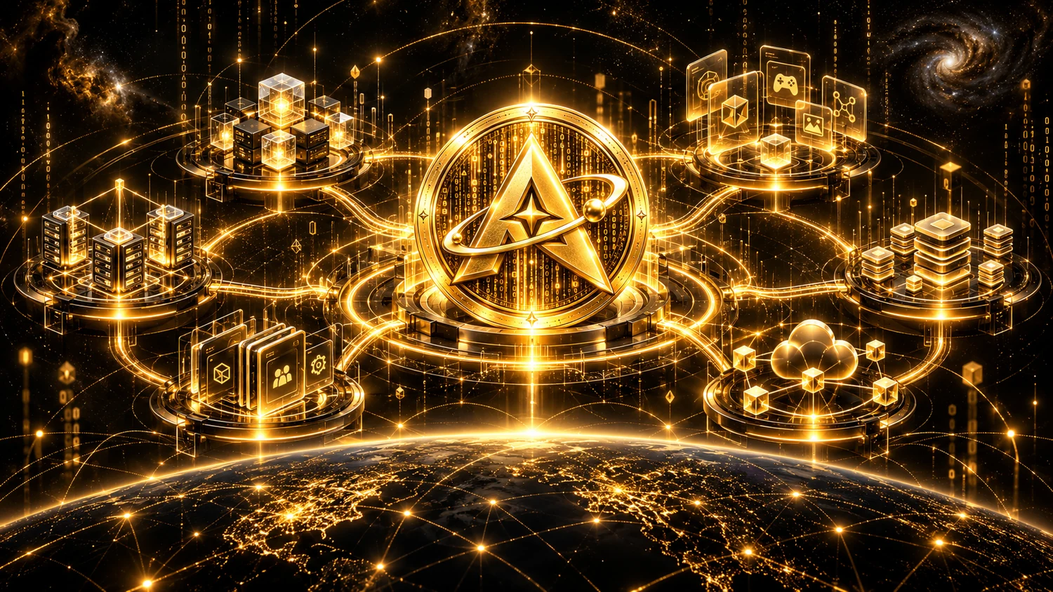 Concept illustration of an interconnected AsterNet-style Web3 ecosystem